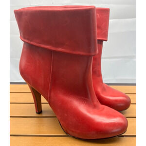 Venezia Vintage Red Side zip Bootie Soft Leather Comfortable Size 38/7